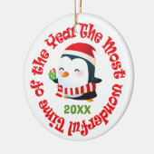 De meest fantastische tijd Penguin Snowman Keramisch Ornament (Links)
