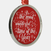 De meest fantastische tijd van het Jaar | Vierkant Metalen Ornament (Rechts)
