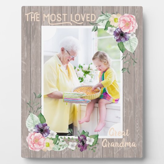 De meest geliefde grootmoeder Rustic Waterverf Flo Fotoplaat (Voorkant)