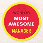 De meest Geweldige werelden - MANAGER / de beste Ronde Kartonnen Onderzetter (Voorkant)