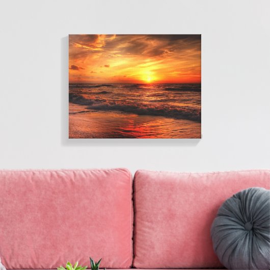 De meest perfecte zonsondergang bij het strand canvas afdruk (Insitu (Woonkamer))