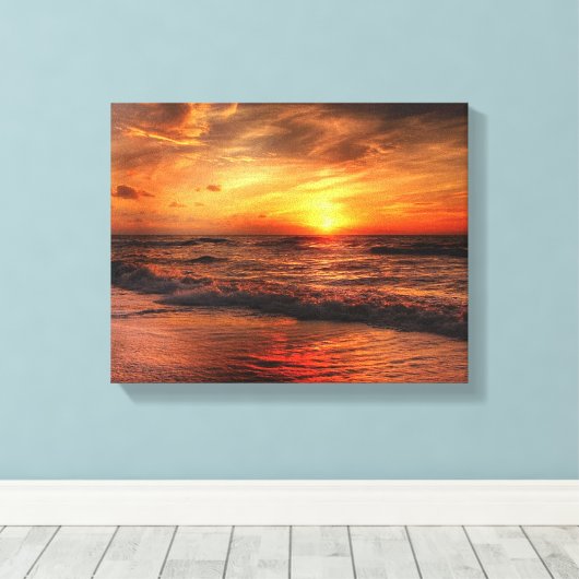 De meest perfecte zonsondergang bij het strand canvas afdruk (Insitu (Houten vloer))