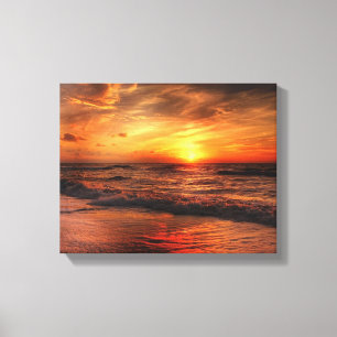 De meest perfecte zonsondergang bij het strand canvas afdruk