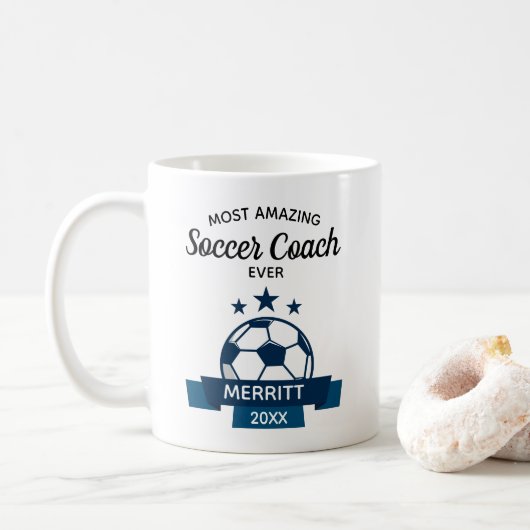 De meest verbazingwekkende Voetbal coach ooit beda Koffiemok (Met donut)