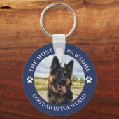De meest vervelende hond papa blauw sleutelhanger (Voorkant)