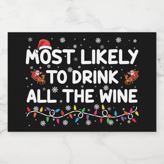 De meest waarschijnlijke Drink van alle kerst van Sparkling Wijnetiket (Enkel label)