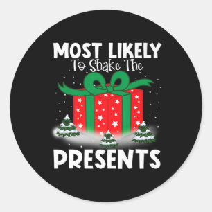 De meest waarschijnlijke om de Cadeaus kerstfamili Ronde Sticker