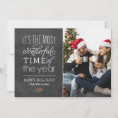 De meest wonderbaarlijke tijd Rustic schoolbord fo Feestdagenkaart (Voorkant)