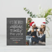 De meest wonderbaarlijke tijd Rustic schoolbord fo Feestdagenkaart (Staand voorkant)