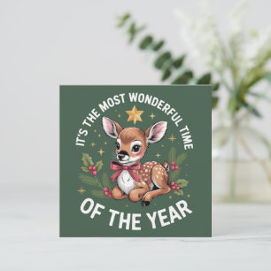 De meest wonderbaarlijke tijd Vintage Deer Kerstmi Feestdagenkaart