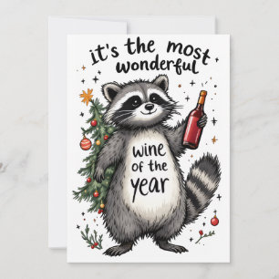 De meest wonderschone wijn van het jaar wasbeer  feestdagenkaart