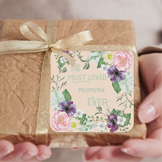 De meeste geliefde mama ooit Waterverf Wilde Rozen Vierkante Sticker