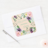 De meeste geliefde mama ooit Waterverf Wilde Rozen Vierkante Sticker (Envelop)