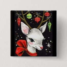 De meeste Mooie Vintage Herten van Kerstmis Vierkante Button 5,1 Cm