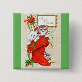 De meeste Mooie Vintage Katjes van Kerstmis Vierkante Button 5,1 Cm