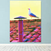 De meeuw op een middag van conclaaf canvas afdruk (Insitu (Houten vloer))