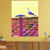 De meeuw op een middag van conclaaf canvas afdruk (Insitu (Woonkamer))