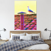 De meeuw op een middag van conclaaf canvas afdruk (Insitu (Slaapkamer))