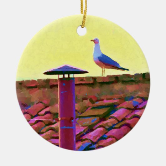 De meeuw op een middag van conclaaf keramisch ornament (Voorkant)