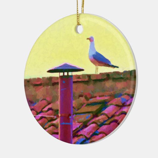 De meeuw op een middag van conclaaf keramisch ornament (Links)