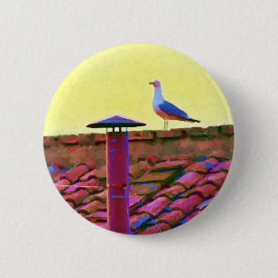 De meeuw op een middag van conclaaf ronde button 5,7 cm