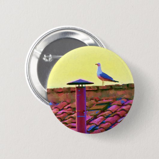 De meeuw op een middag van conclaaf ronde button 5,7 cm (Voorkant /achterkant)