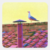 De meeuw op een middag van conclaaf vierkante sticker (Voorkant)