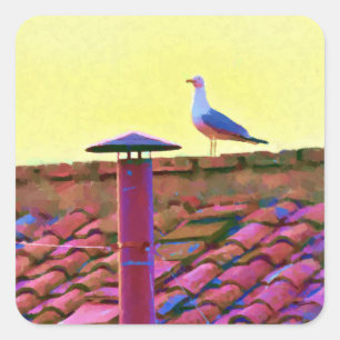 De meeuw op een middag van conclaaf vierkante sticker