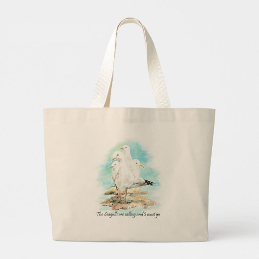 De meeuwen roepen en ik moet gaan grote tote bag (Achterkant)
