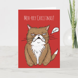 De meh-Rry Kerstkaart van de Kat van Kerstmis Feestdagen Kaart