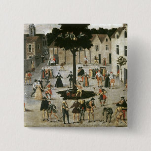De mei-boom vierkante button 5,1 cm