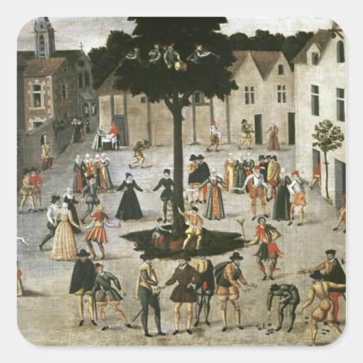 De mei-boom vierkante sticker (Voorkant)