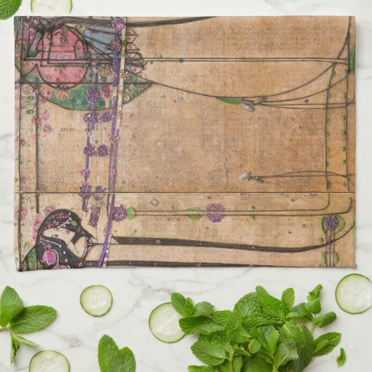 De mei-koningin van Margaret Macdonald Mackintosh Theedoek (Gevouwen)