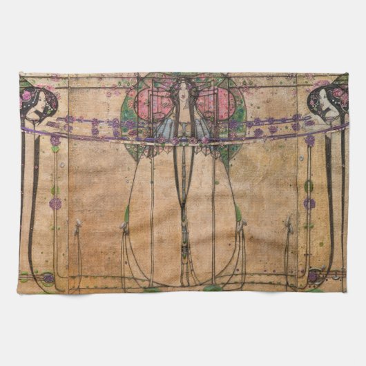 De mei-koningin van Margaret Macdonald Mackintosh Theedoek (Horizontaal)