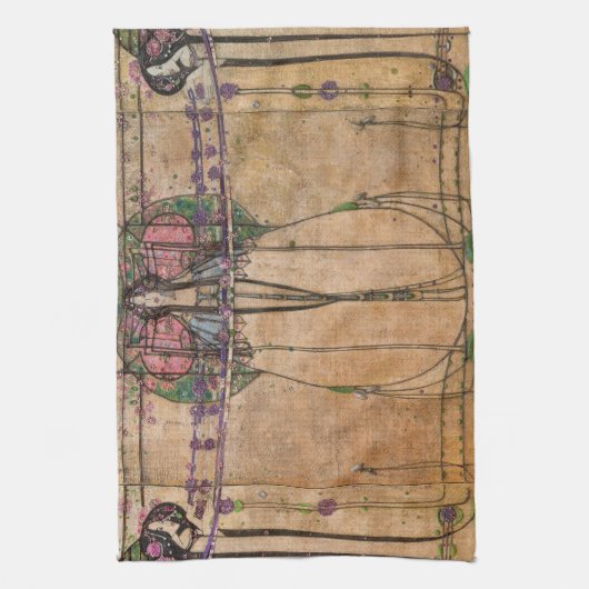 De mei-koningin van Margaret Macdonald Mackintosh Theedoek (Verticaal)