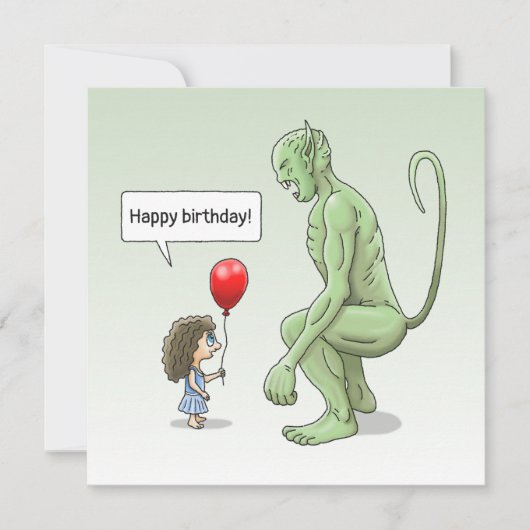 De Meisje & Goblin Verjaardag Kaart (Voorkant)