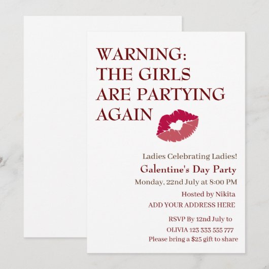 DE MEISJES FEESTEN WEER Galentine's Day Kaart (Voorkant / Achterkant)