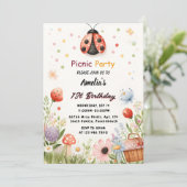 De meisjes houden van Bug Picknick Polka Dot 1e Ve Kaart (Staand voorkant)