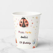 De meisjes houden van Bug Picknick Polka Dot 1e Ve Papieren Bekers (Achterkant)