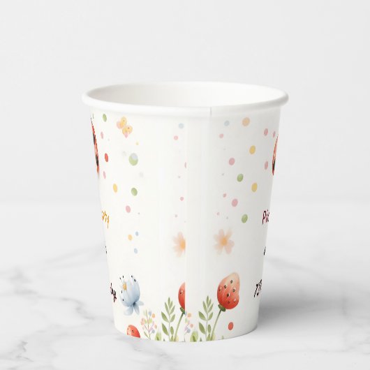 De meisjes houden van Bug Picknick Polka Dot 1e Ve Papieren Bekers (Rechts)