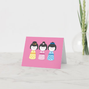 De Meisjes van Kokeshi Kaart