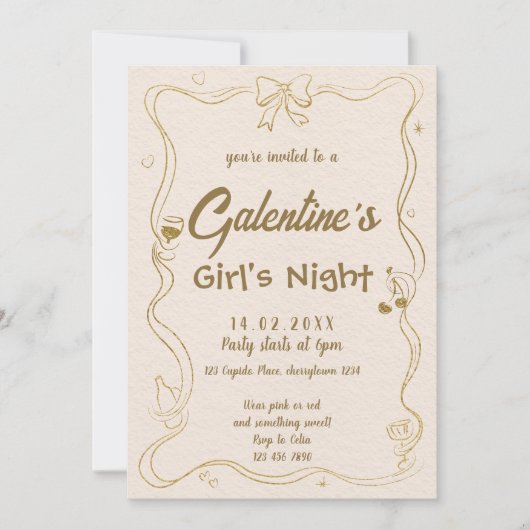 De meisjesnacht van Galentine Kaart (Voorkant)