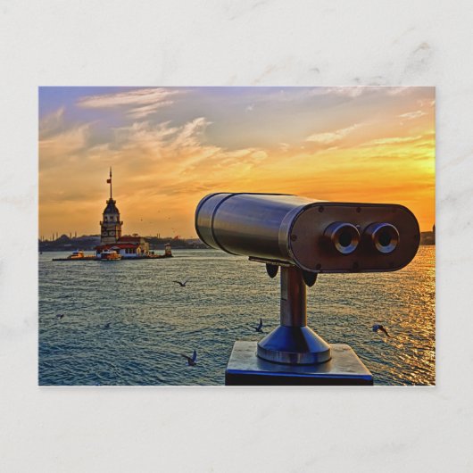 De meisjestoren in Istanbul, Turkije. Briefkaart (Voorkant)