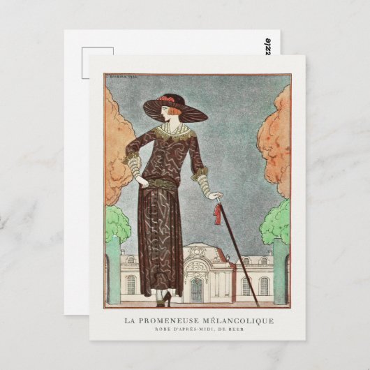 De Melancholy Walker van George Barbier Briefkaart (Voorkant / Achterkant)