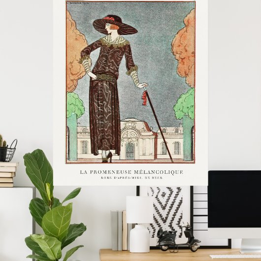 De Melancholy Walker van George Barbier Poster (Thuiskantoor)