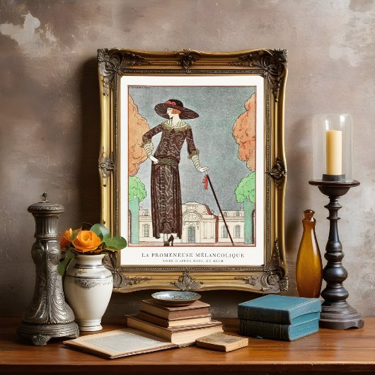 De Melancholy Walker van George Barbier Poster