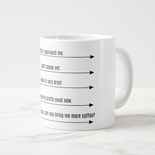 De Melanie-Mok Jumbo Black en White Grote Koffiekop (Voorkant rechts)