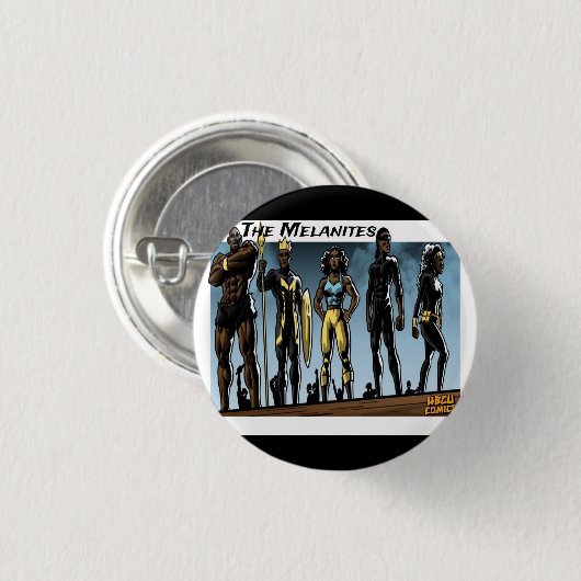 De melanites ronde button 3,2 cm (Voorkant /achterkant)