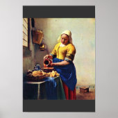 De melkmaïde [1]. Door Johannes Vermeer Poster (Voorkant)