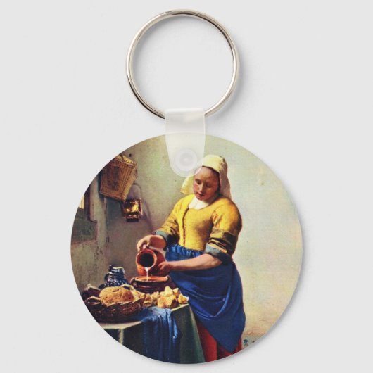 De melkmaïde [1]. Door Johannes Vermeer Sleutelhanger (Voorkant)